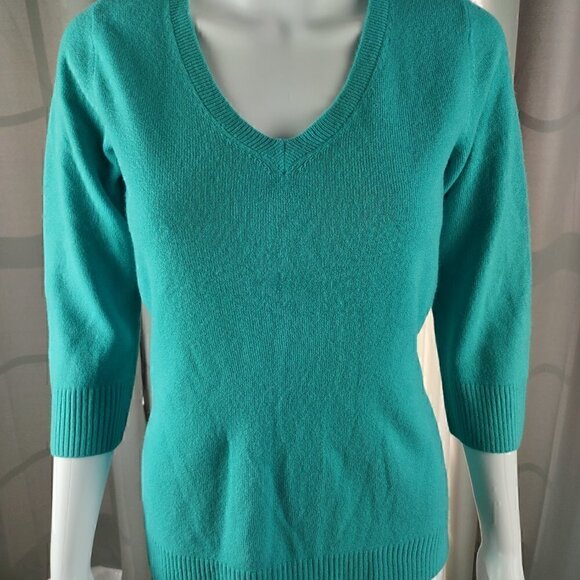 Karen Scott Women's 3/4 Sleeve Teal Pullover Sweater Size Small - Picture 2 of 11